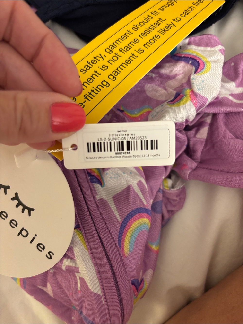 NWT Little Sleepies Purple Unicorn Footed One-Piece Pajama - Picture 7 of 7